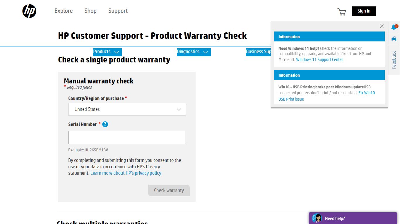 Official HP® Warranty Check – United States | HP® Customer Support